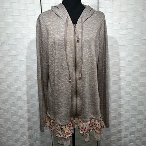 LOGO By Lori Goldstein Womens Full Zip Hooded Sweatshirt Size XL